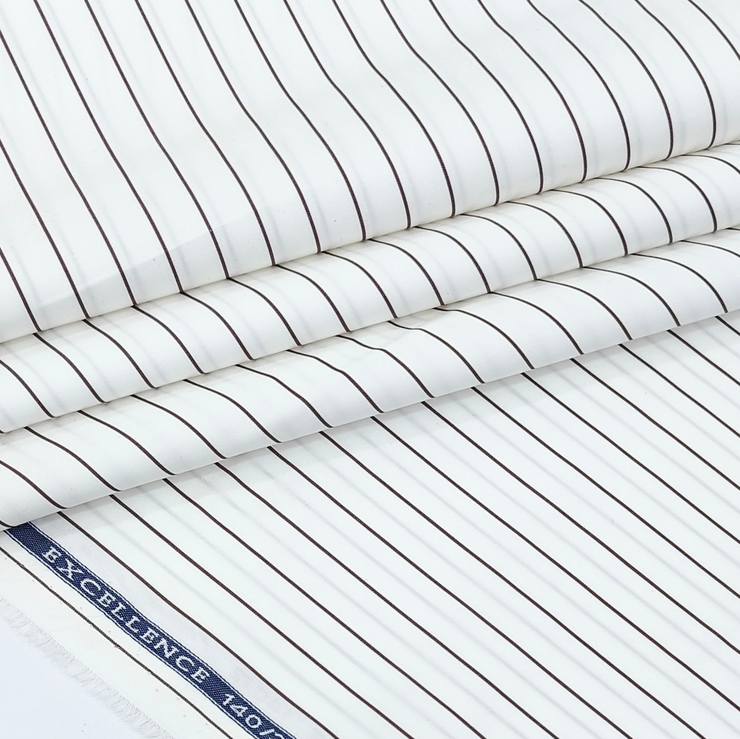 Shirt Fabric Soktas 140/2 Giza Cotton Pencil Stripe Colour Coffee N White